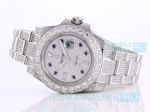Fully Iced Out Rolex Replica Submariner Watch Diamond With Blue Markers Dial